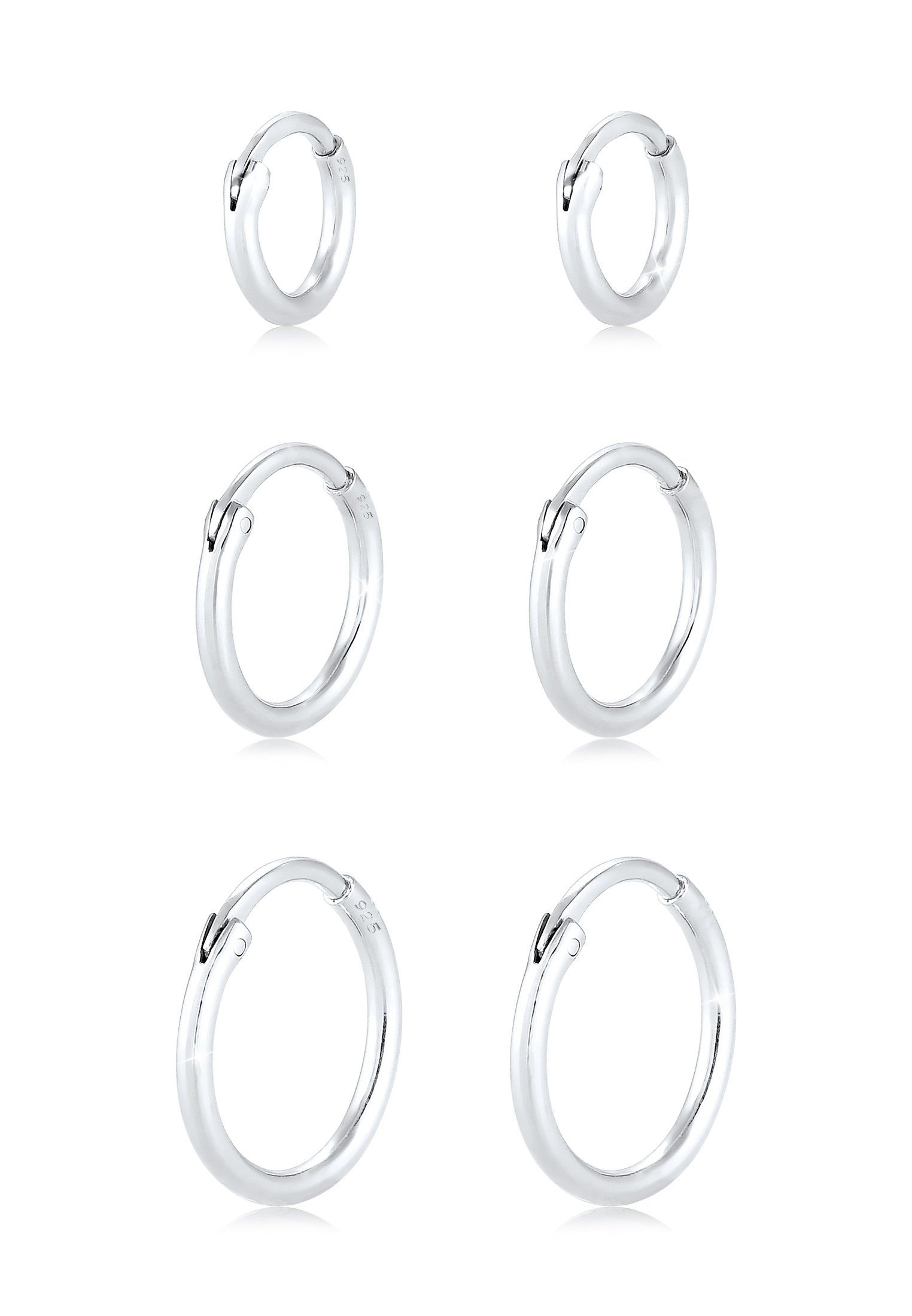 Elli Ohrring-Set Creolen Set Trio Basic Must-Have Trend 925 Silber,  Modische Basic Ohrringe aus 925er Sterling Silber
