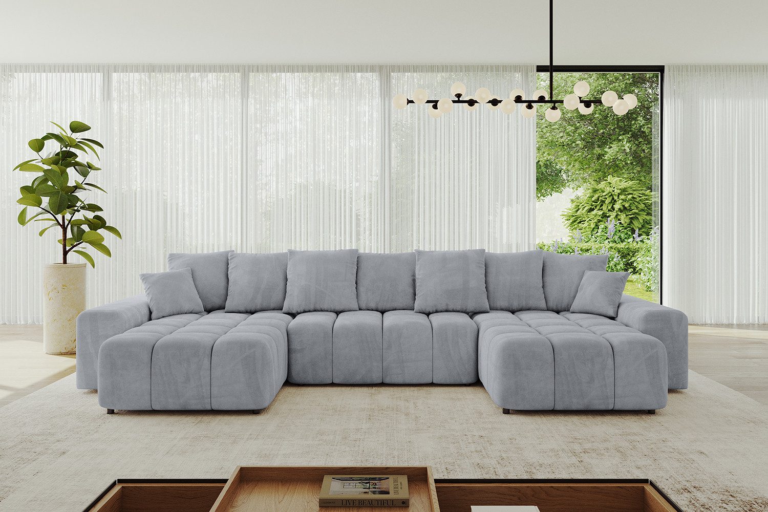 ALTDECOR Wohnlandschaft ENIL-U, Couch mit Schlaffunktion, Wohnzimmer - Ecksofa, Corner Sofa Bett Eckcouch Couch U-Form Schlafcouch Ausziehbar