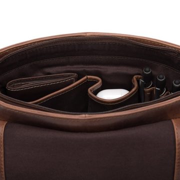 SID & VAIN Schultertasche STOKED, Messenger Bag echt Leder Unisex, Umhängetasche, braun-cognac