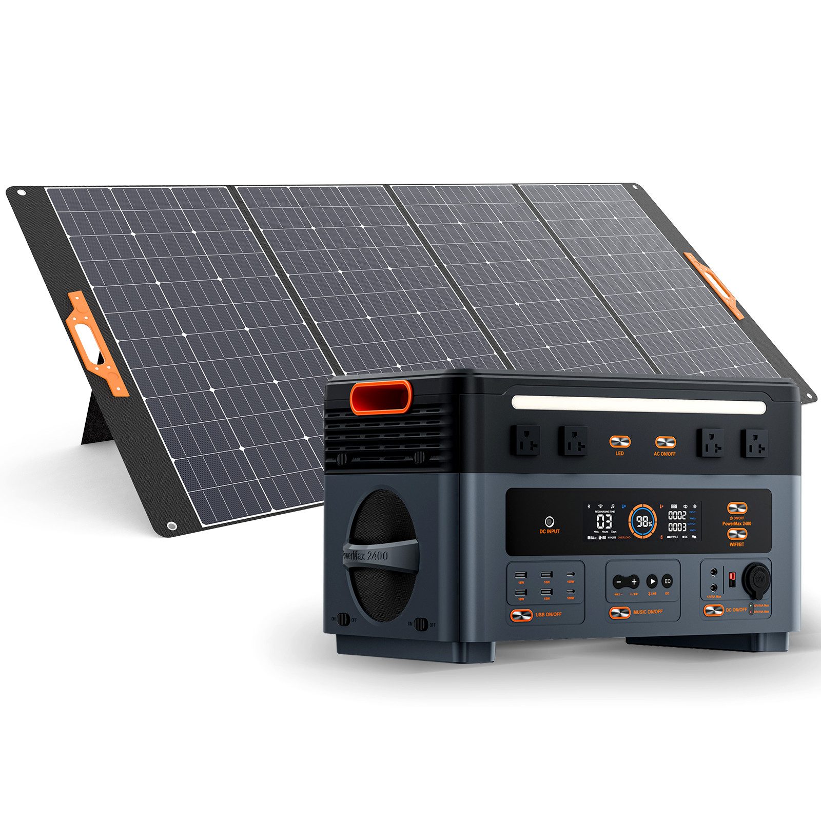 OSCAL Stromerzeuger PowerMax 2400SE Powerstation, 2400W, LiFePO4, für Zuhause & Outdoor, 2,4 in kW, Solar-Speicher, Stereo, 16 Ports, Weihnachts Außenstromversorgung