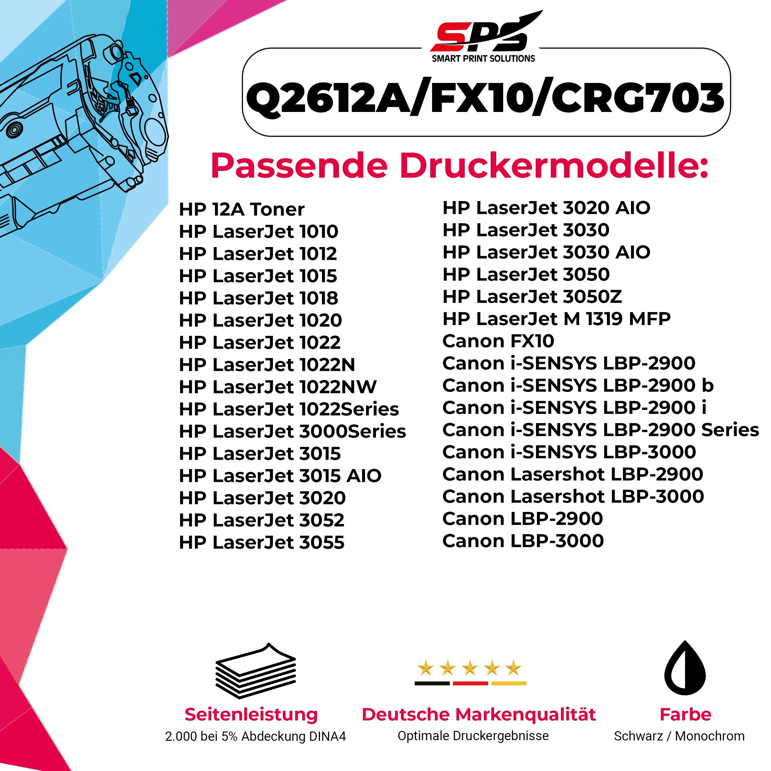 Laserjet HP 12A Q2612, Pack) Tonerkartusche SPS (Q5911A) Kompatibel für (1er 1020
