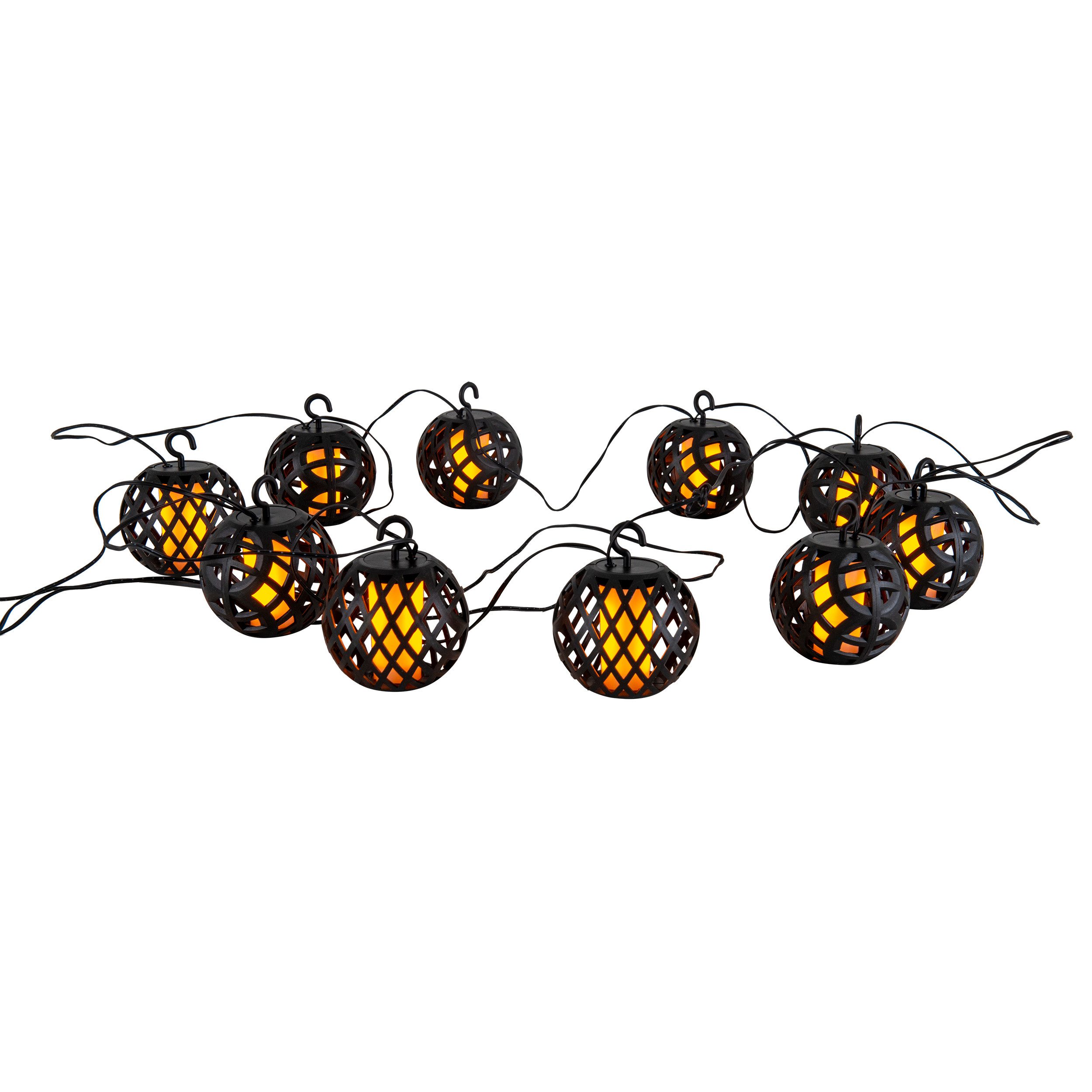 näve LED Solarleuchte Fogo, Tageslichtsensor, LED fest integriert, Warmweiß, Lichterkette,10 Kugeln, Flammeneffekt, Dämmerungssensor, LED warmweiß