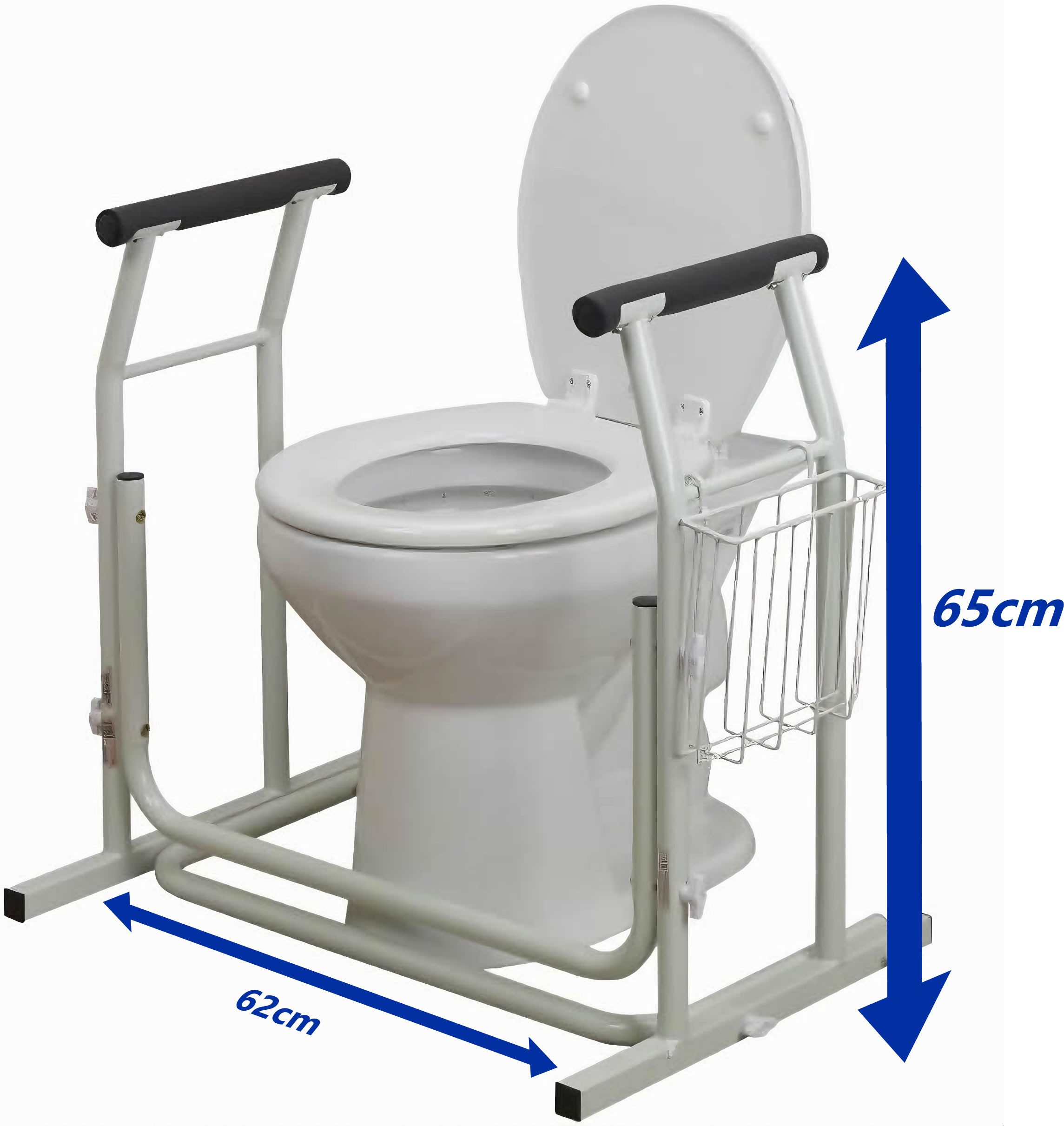 Dynasun WC-Aufstehhilfe Toilettenstützgestell YA205, Mobile WC rutschfesten Armlehnen praktischem Korb