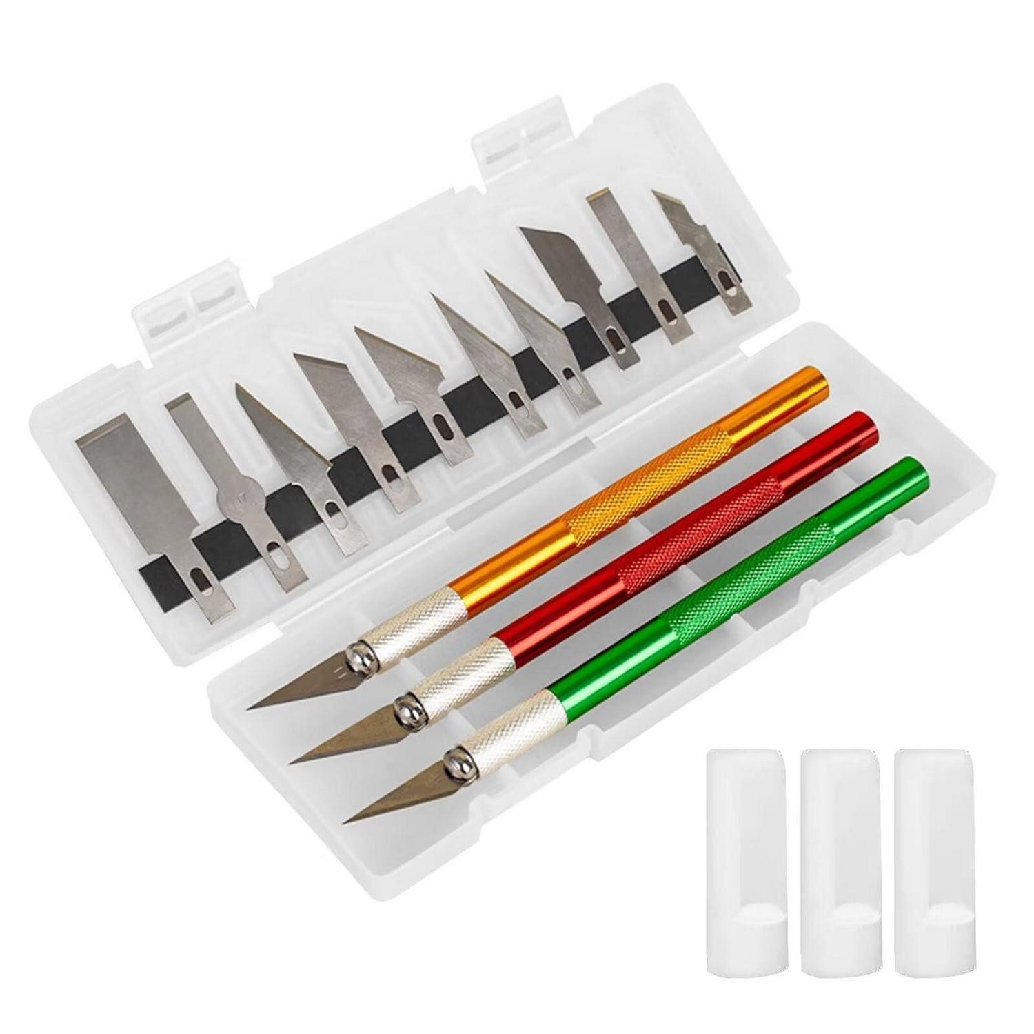 LuxusKollektion Cuttermesser Bastelmesser-Set 3 Stk. mit 10 Klingen