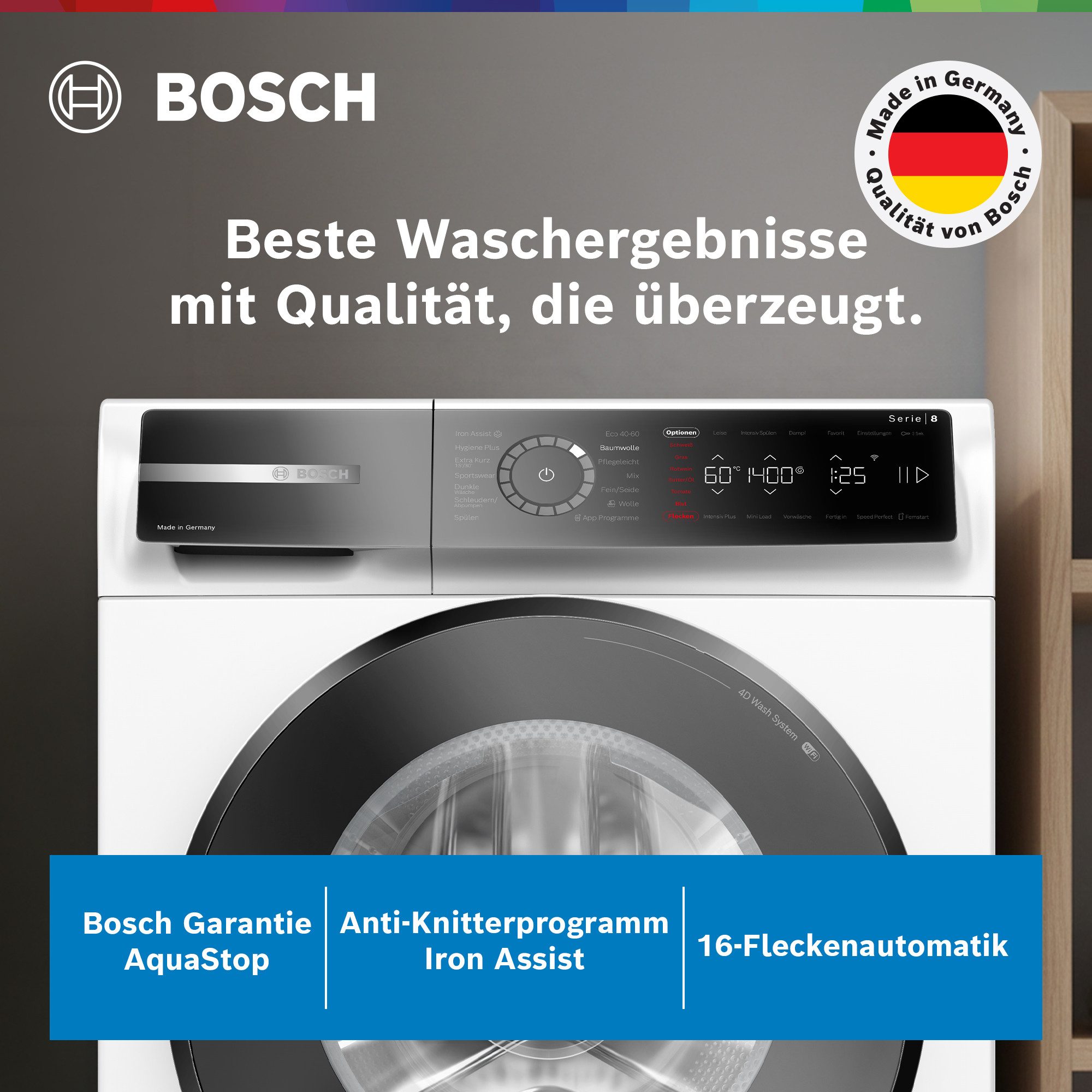 BOSCH Waschmaschine Serie 8 WGB244071, 9 kg, 1400 U/min
