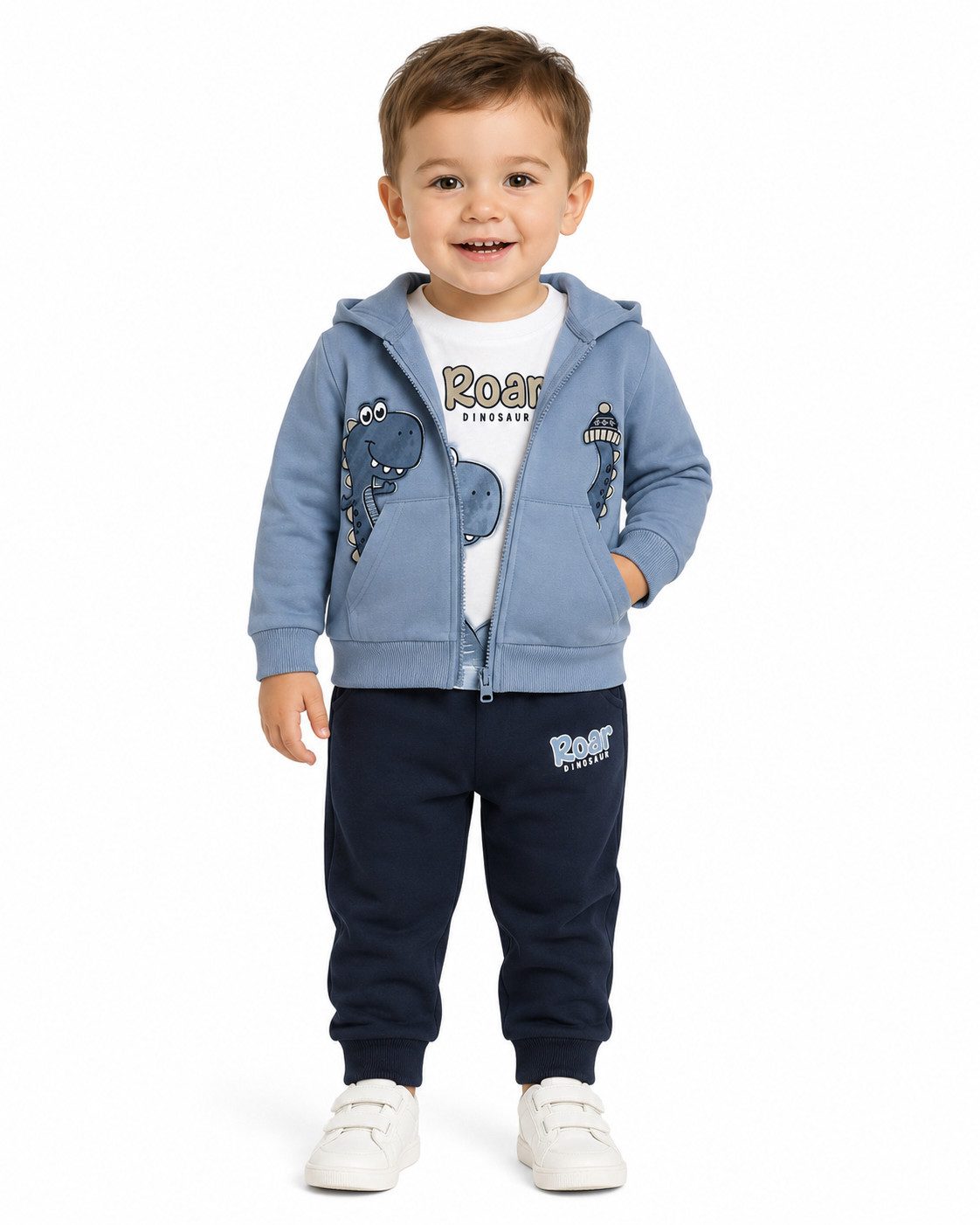 Fashion Boy Shirt, Hose & Jäckchen 3-teiliges Set mit Kapuzenjacke, Langarmshirt & Jogginghose JF1114 (Set, mit Kapuzenjacke, Langarmshirt & Jogginghose)