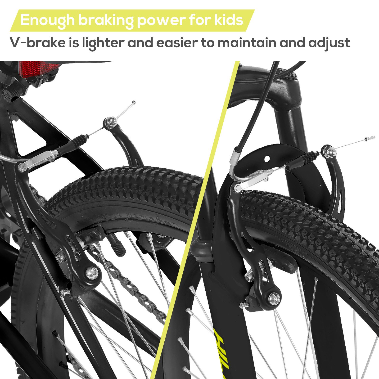 HILAND Mountainbike 24 Zoll Kinderfahrrad ab 6-12 Jahre alt MTB Studenten-Pendlerfahrrad, mit Federgabel 7 Gang, V-Bremse, Hochwertiger Rahmen