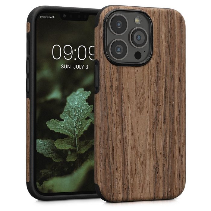 kwmobile Handyhülle Hülle für Apple iPhone 13 Pro Handy Case Cover Holz Schutzhülle - Holz Maserung Design