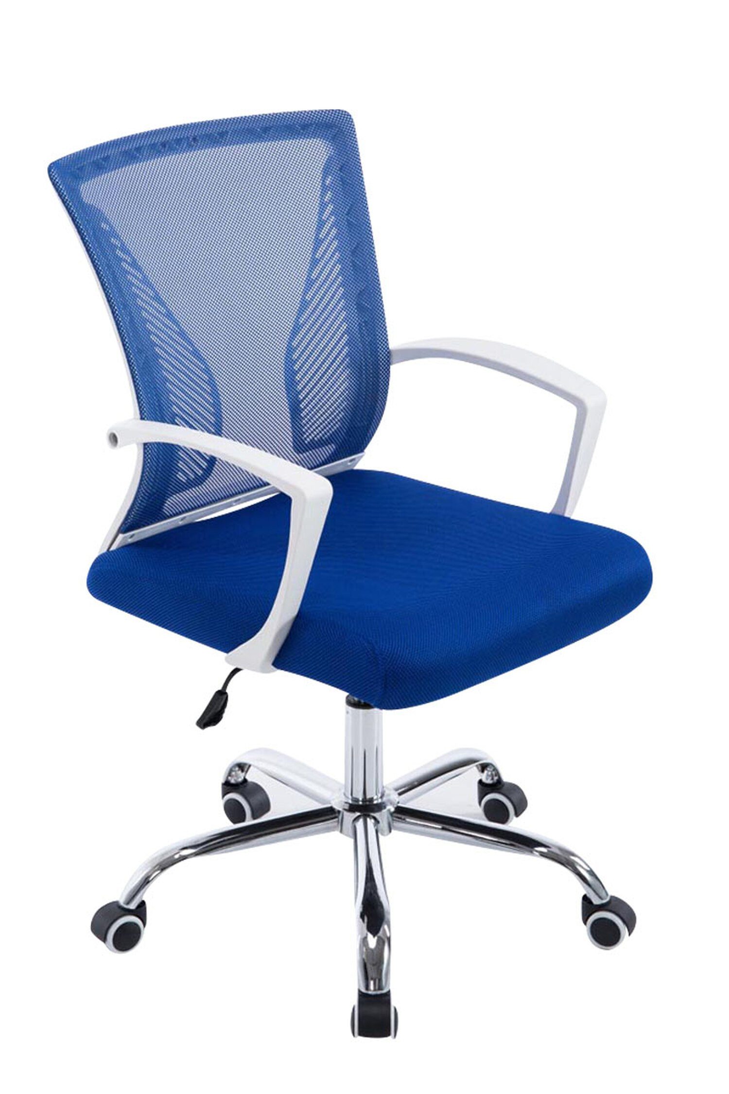 TPFLiving Bürostuhl Trail Two (Schreibtischstuhl, höhenverstellbar blau - 360° Drehstuhl, chrom - Sitz: bequemer Chefsessel, Netzbezug Rückenlehne Metall XXL), Gestell: drehbar Bürostuhl mit und
