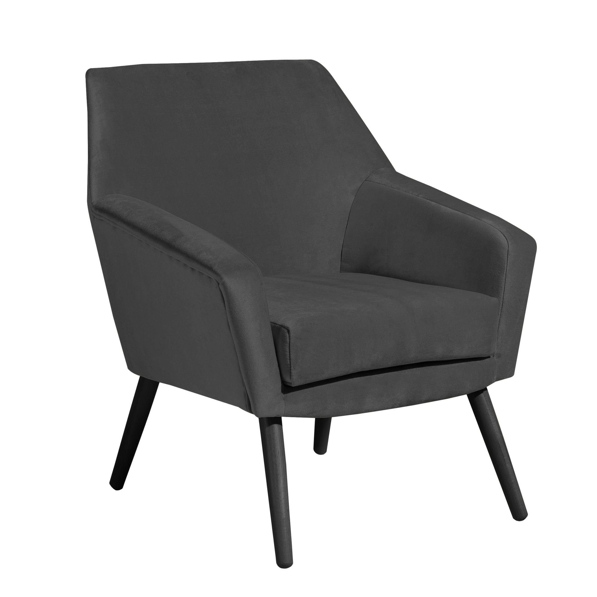 1-St), schwarz verarbeitet,bequemer 58 Sessel Sitz aufm hochwertig Bezug Sessel anthrazit (Sparpreis / Kachka Kessel Buche Versand, Kostenlosem inkl. Samtvelour 21063