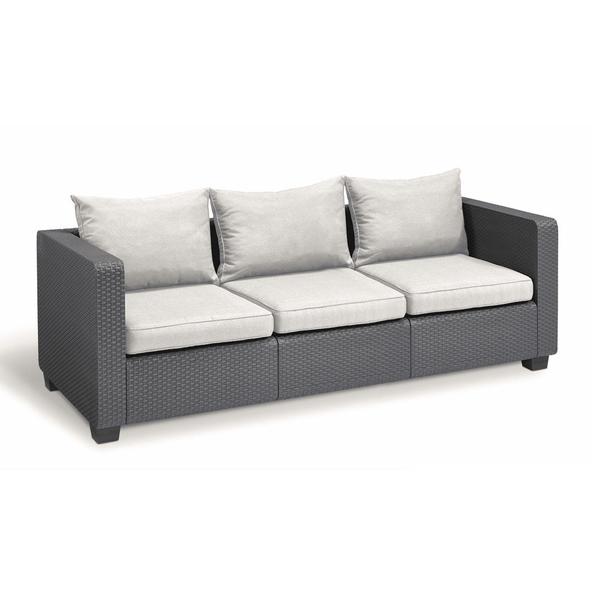 Allibert Loungesofa Salta 3-Sitzer Gartensofa – Rattanoptik, wetterfest & mit Kissen