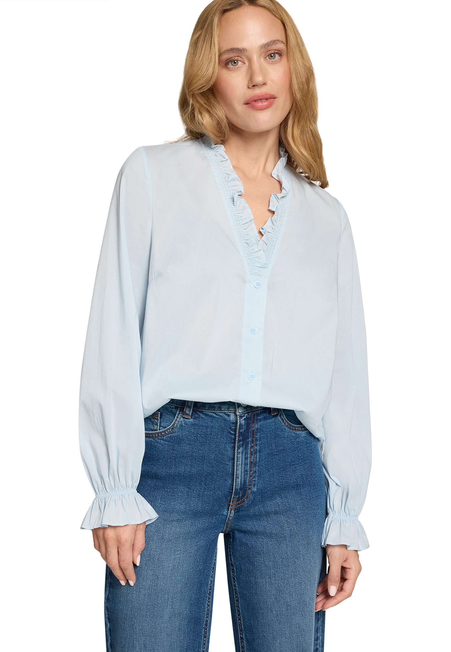 Zero Klassische Bluse Damen mit Rüschen