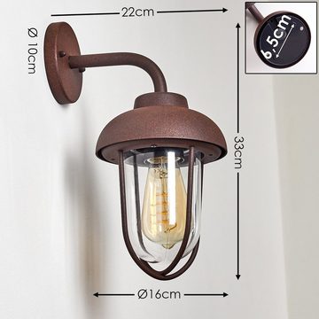 hofstein Außen-Wandleuchte »Pagani« Außenwandlampe aus Metall/Glas in Rost, ohne Leuchtmittel, in Retro-Optik, E27en, Außenleuchte mit Echtglas