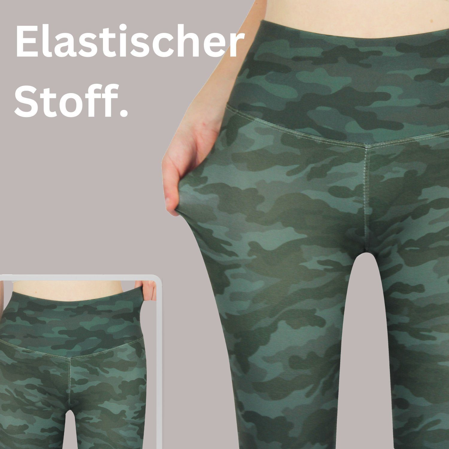 in Frentree Waist, High Damen, Yoga Camouflage vielen Lange Hose für Laufhose Sport Farben, Komfort mit Leggings Leggings, hohem