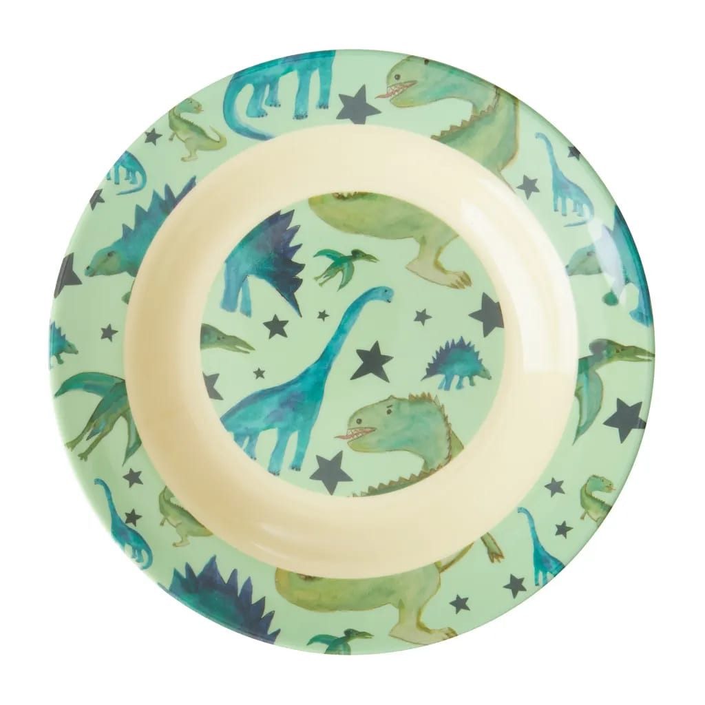 rice Kinderschüssel RICE Teller, Schüssel - Dino Print, Melamin
