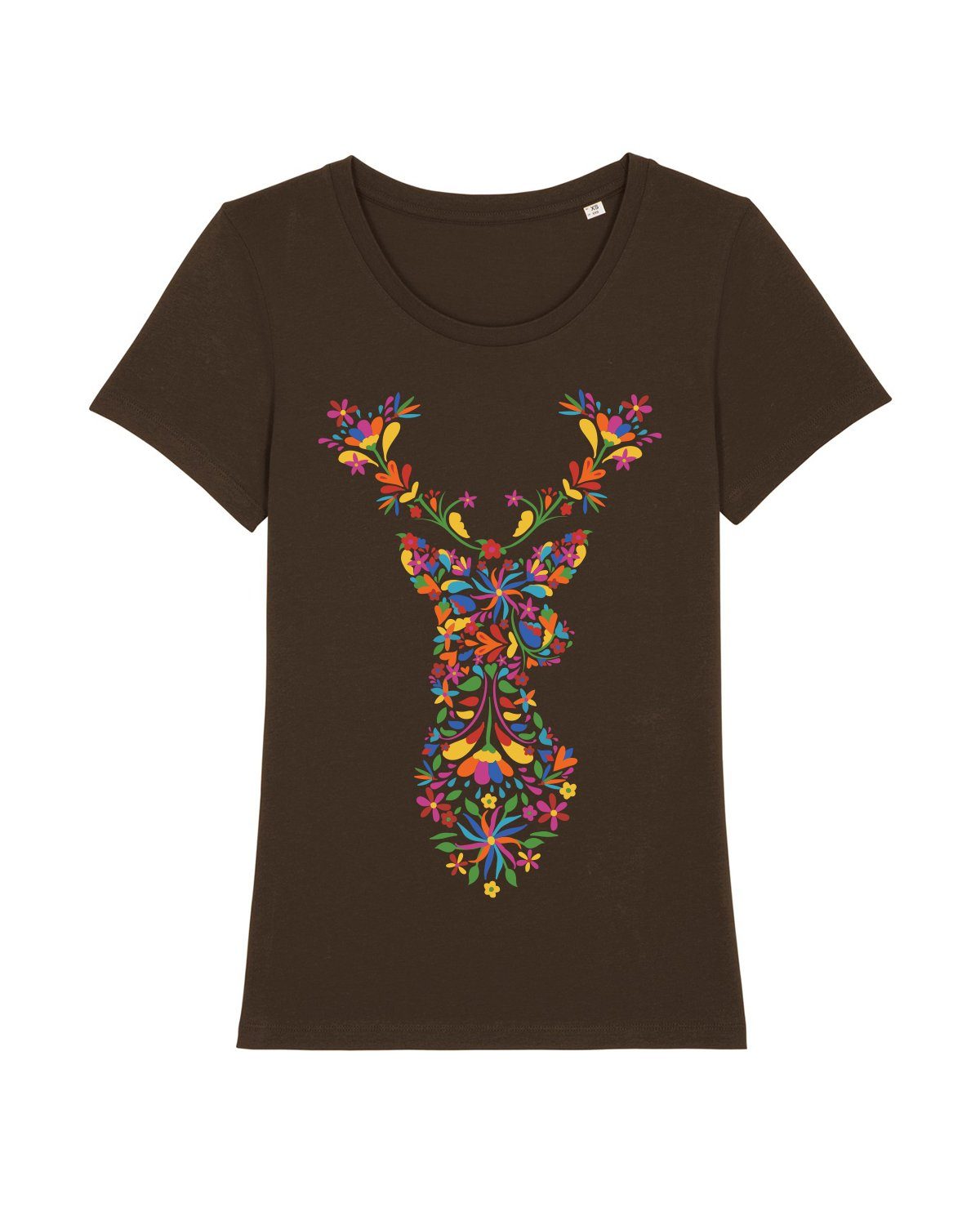 weinrot wat? (1-tlg) Floral Apparel Print-Shirt Deer