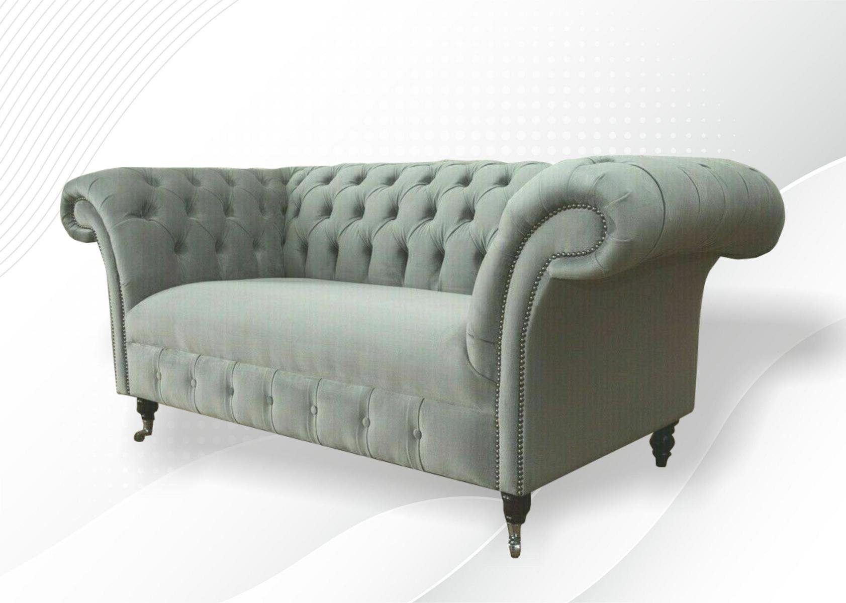 Polster Sofa Chesterfield-Sofa, Couch 2Sitzer Leder Sofas Chesterfield JVmoebel Stoff Klassischer