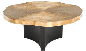 Casa Padrino Couchtisch Luxus Couchtisch Set Messingfarben / Schwarz - Luxuriöse Wohnzimmertische mit Tischplatten im Baumscheiben Design