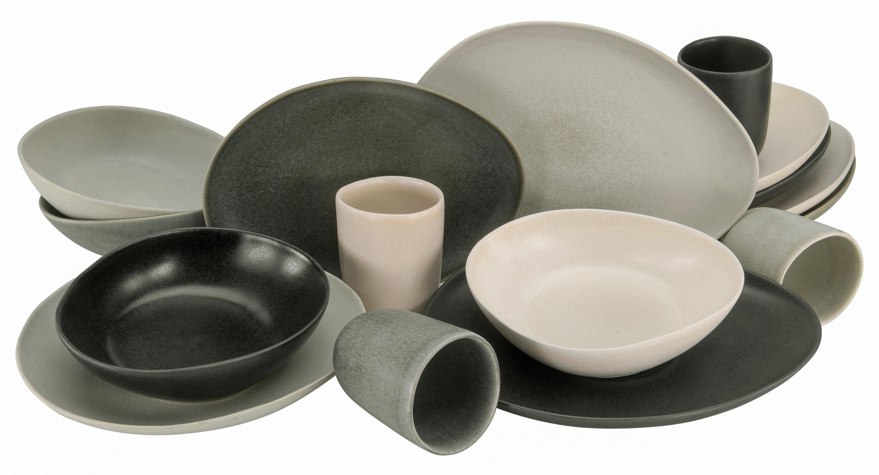 CreaTable Kombiservice Geschirr-Set Pietra (16-tlg), 4 Personen, Steinzeug, Service, jedes Stück ein Unikat, 16 Teile, für 4 Personen. Reduzierter Preis € 154,00. Unverbindliche Preisempfehlung € 284,99