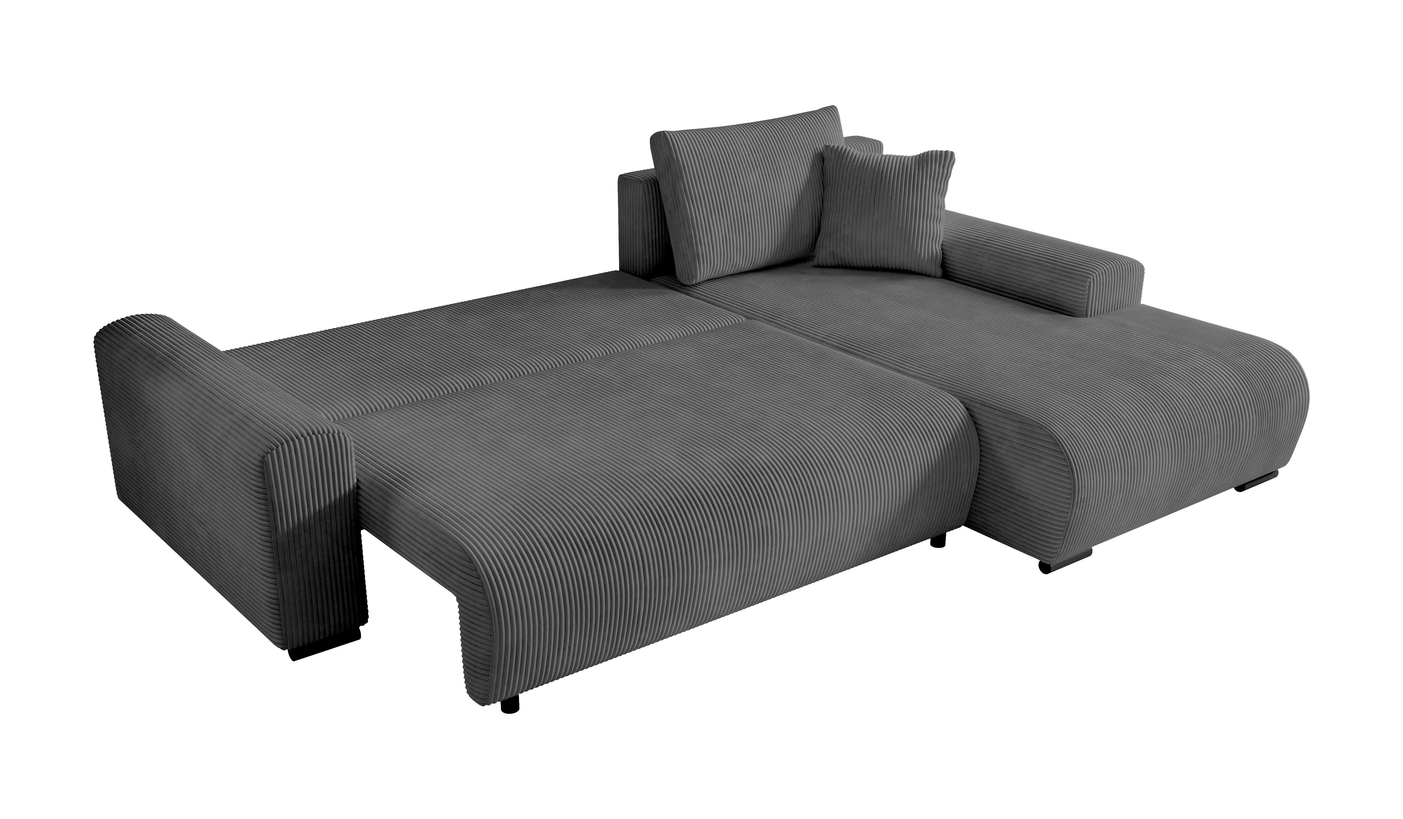 storez24 Ecksofa Ellen, mit Bettkasten und Schlaffunktion, Cordstoff, L-Form, bequem