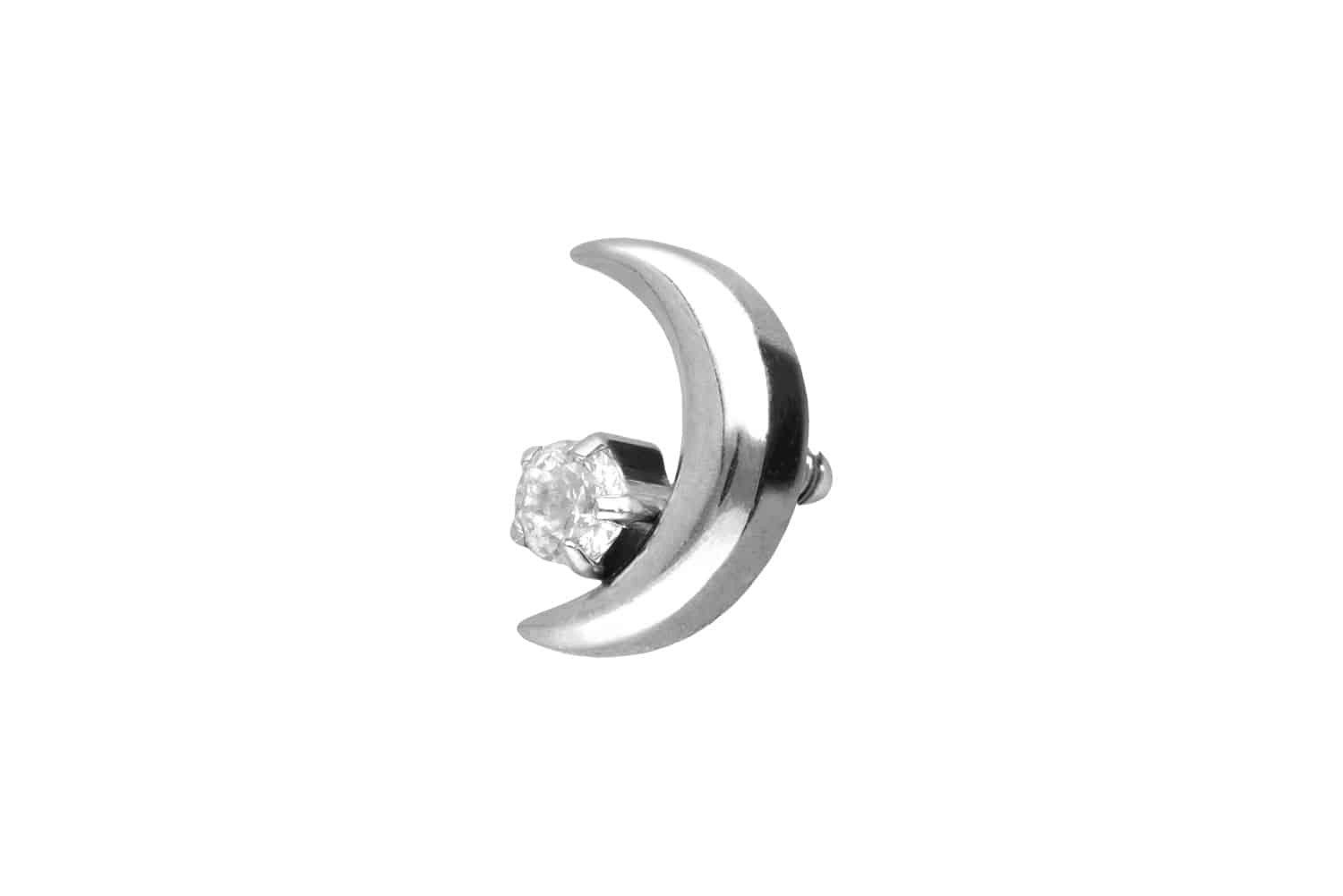 Piercing-Set Titan Schraubaufsatz mit Außengewinde MOND + KRISTALL