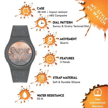 Superdry Quarzuhr, Superdry Damen Analog Quarz Uhr mit Silicone Armband SYL273E