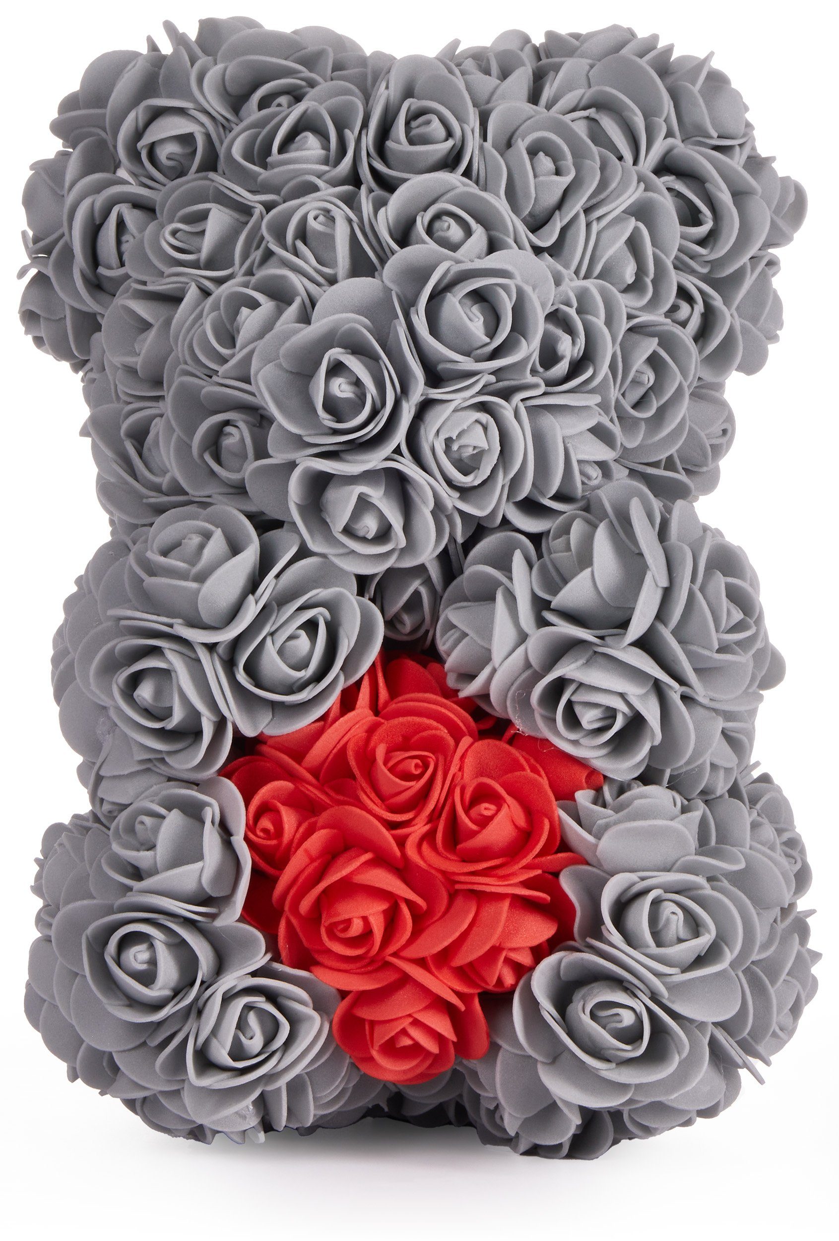 Kunstblume Rosenbär mit Herz in Geschenkbox günstig online kaufen