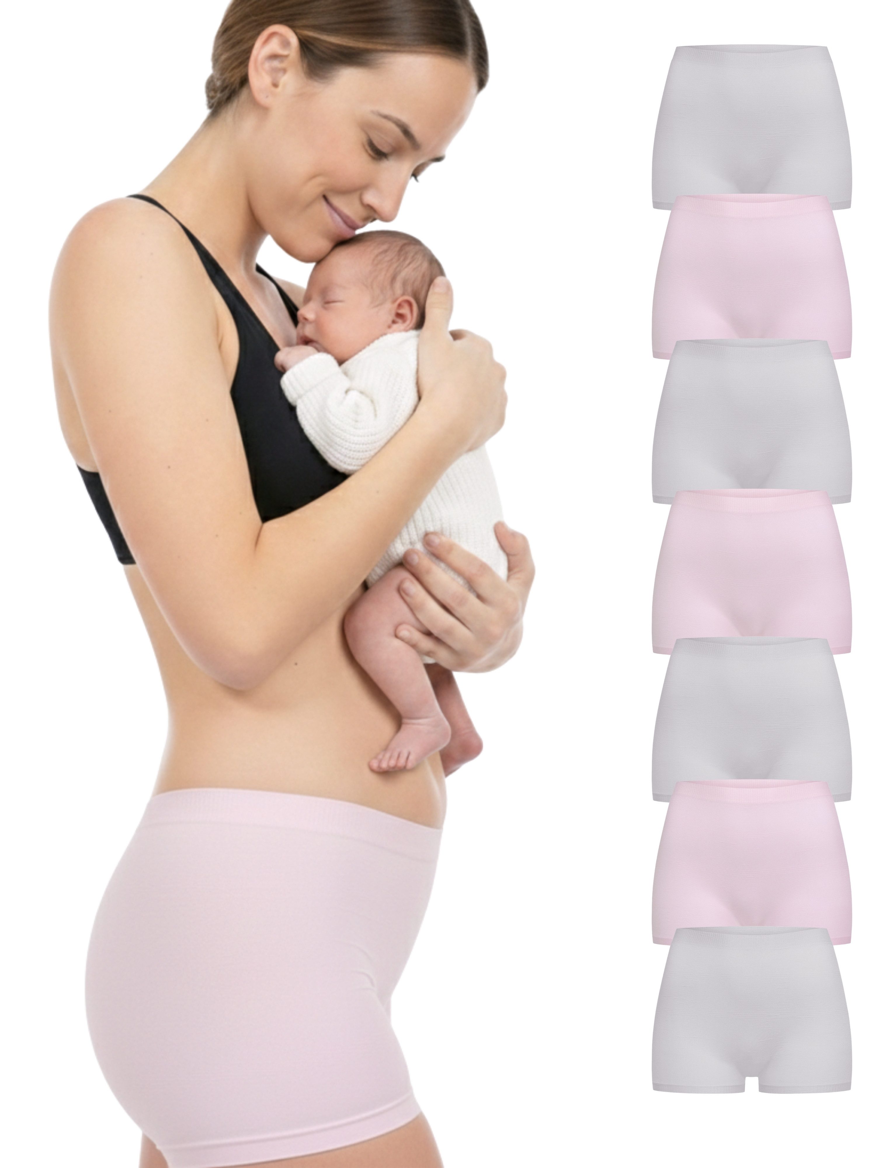 Herzmutter Funktionsunterhose Wochenbett-Unterwäsche von HERZMUTTER (9400) Rosa, Grau L-XL (7er-Set)
