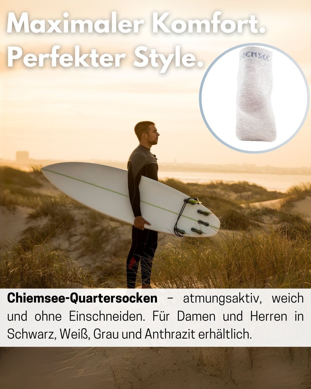 Chiemsee Sneakersocken 10 Paar Sport Sneaker Socken Damen und Herren mit Komfortbund ohne Gummidruck