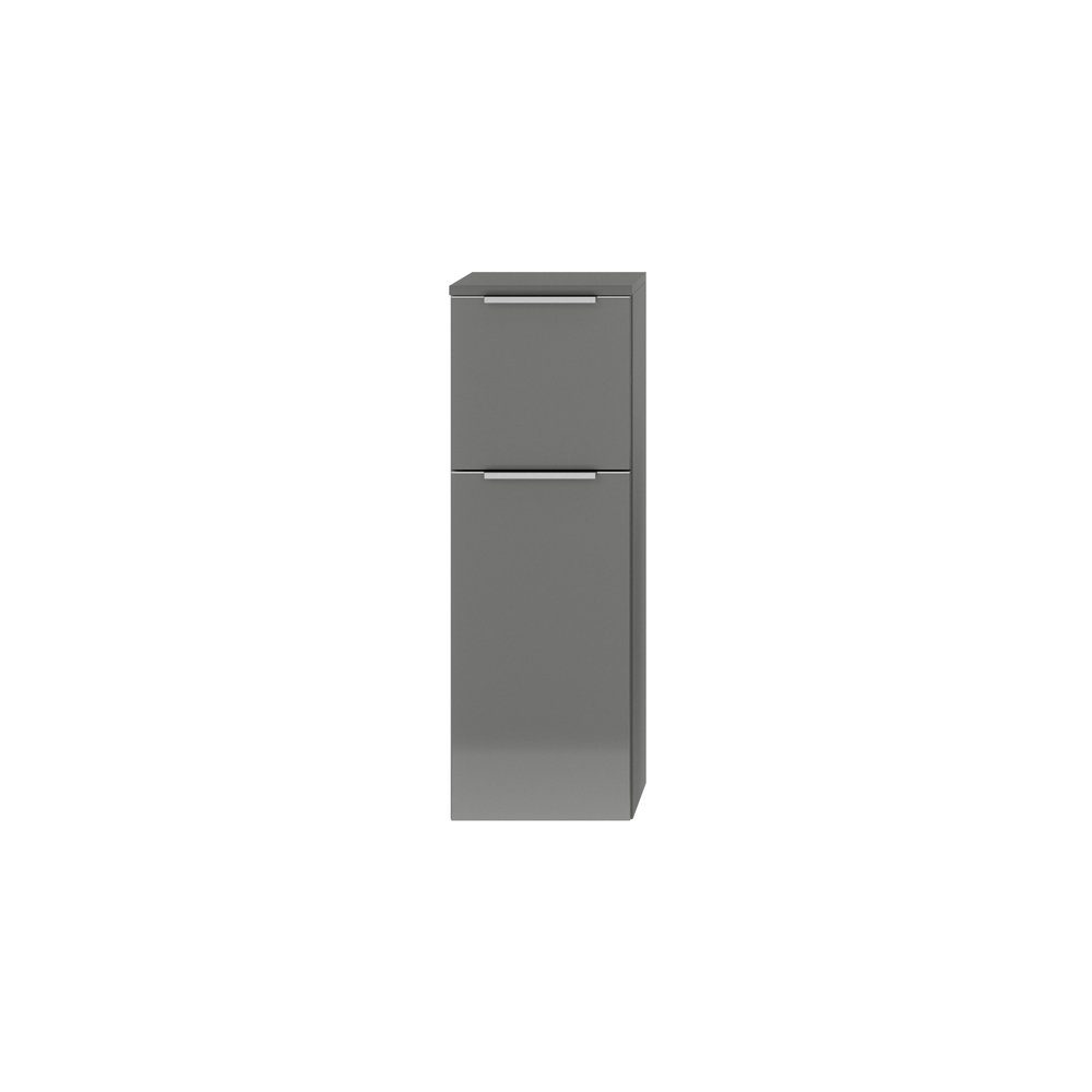 Lomadox Unterschrank PALERMO-136-GREY grau mit edelstahlfarbener Griffleiste 30,3/88/37,4 cm
