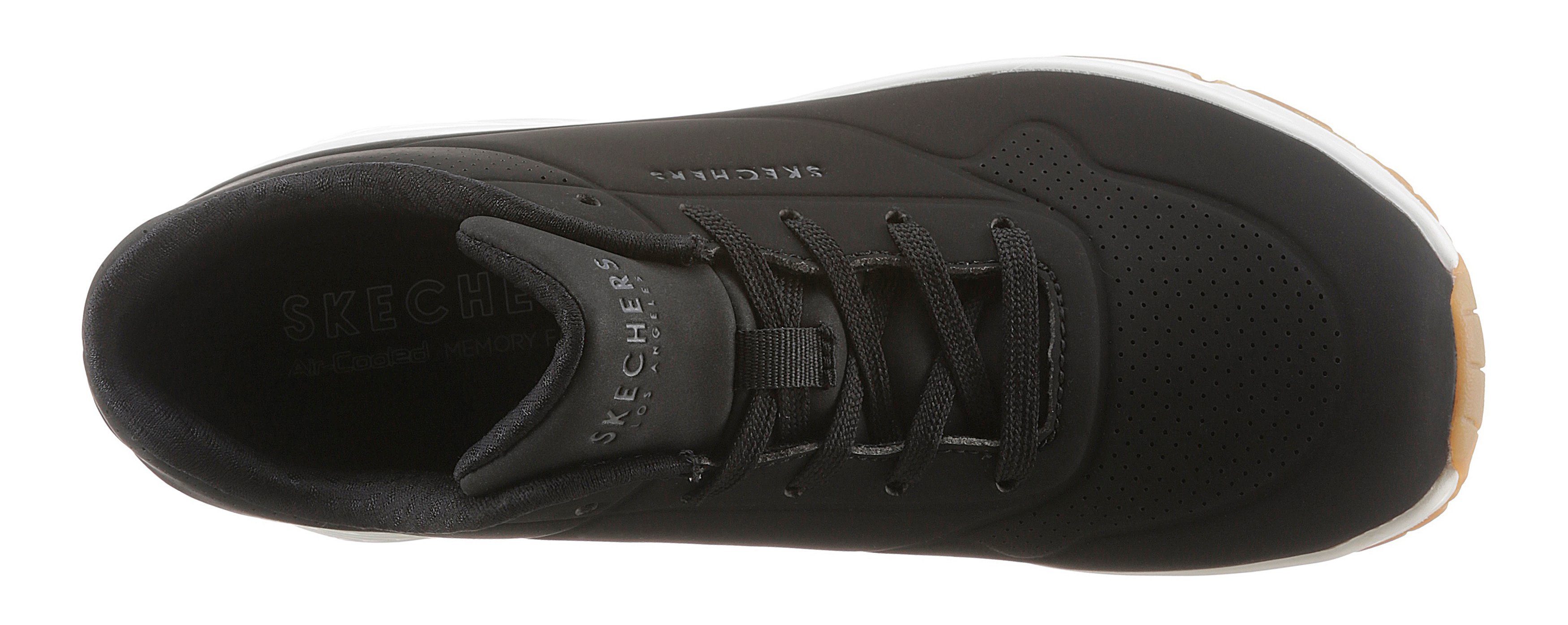 feiner Skechers Air Uno - schwarz Stand on Wedgesneaker Perforation mit