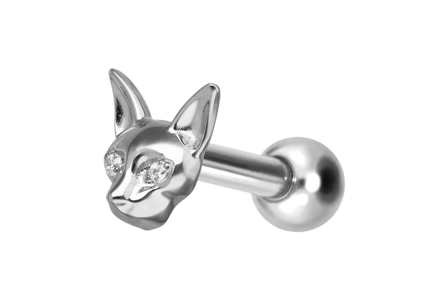 Piercing-Set Titan Ohrpiercing mit Innengewinde KATZE