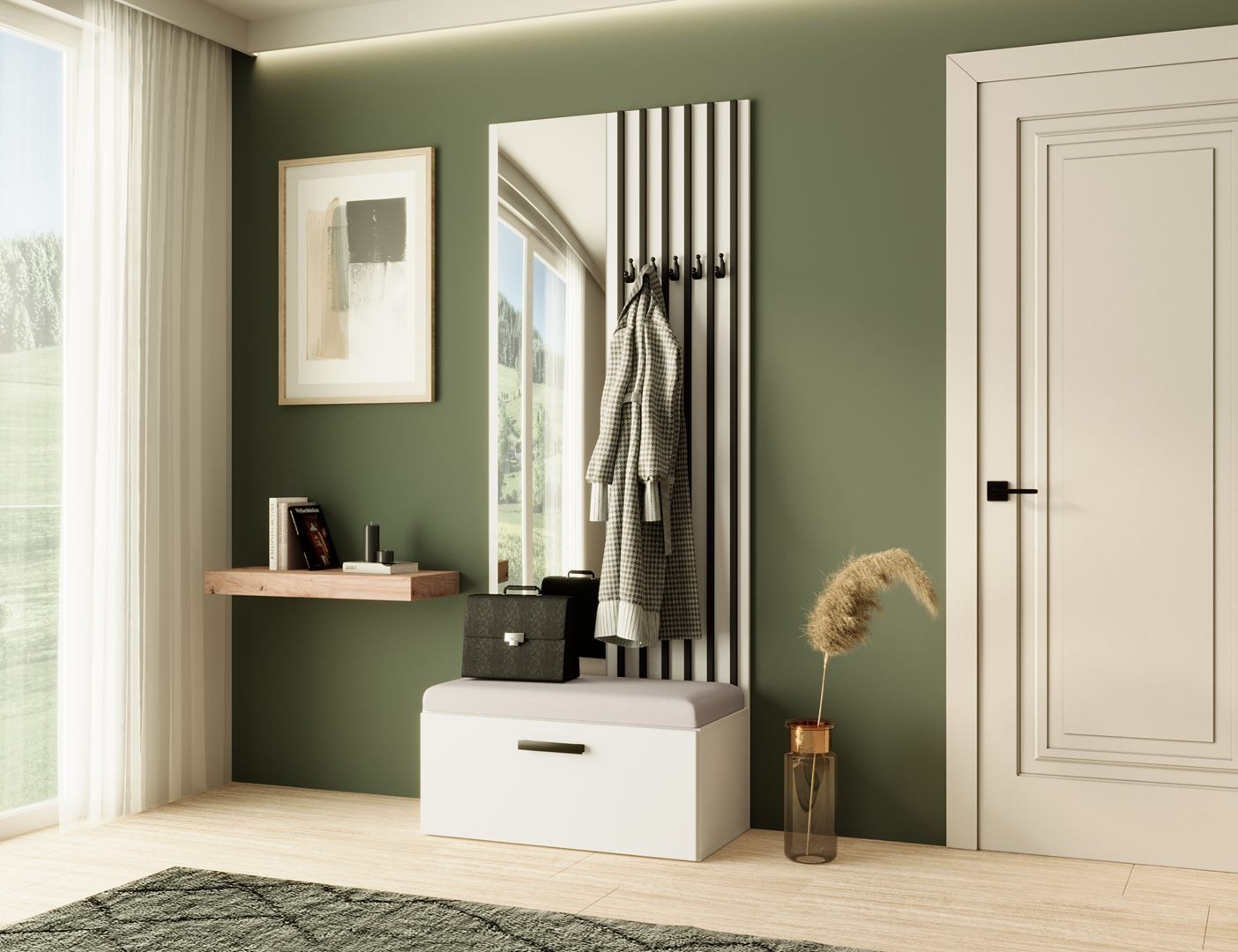 Beautysofa Garderobenschrank mit Lamellen, Spiegel und günstig online kaufen