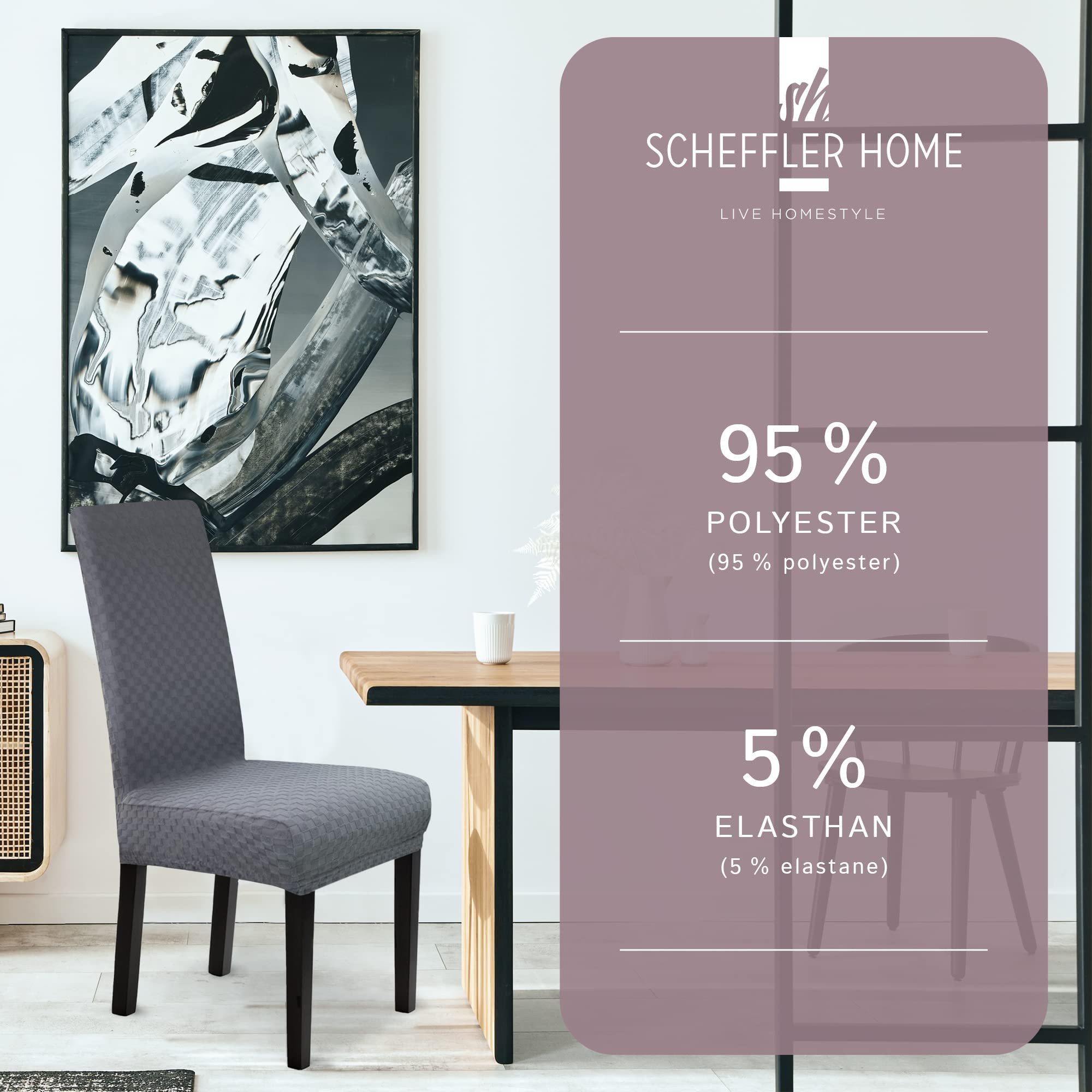 sh SCHEFFLER-HOME LIVE HOMESTYLE Stuhlhusse Moderner Stuhlbezug "Emil" aus Flanell, abnehmbarer & waschbarer Spannbezug für Stühle – Bild 5 von 5