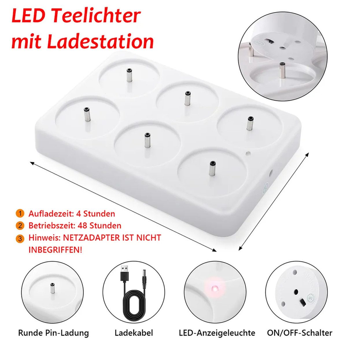 Novzep LED-Kerze 6er Pack Elektronische Kerze, flammenlose LED Kerzen mit F günstig online kaufen