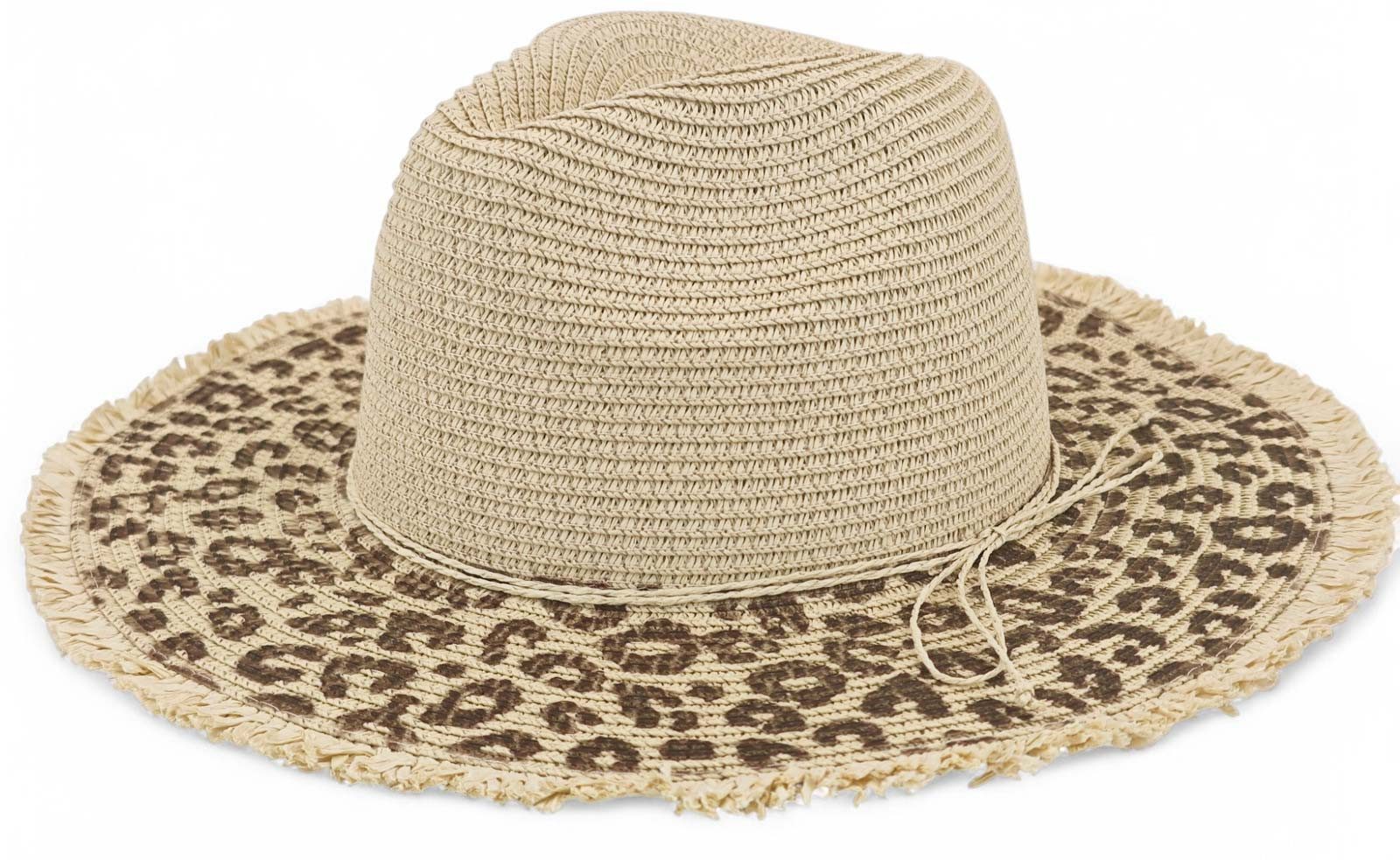 styleBREAKER Sonnenhut Panama Strohhut mit Leoparden günstig online kaufen