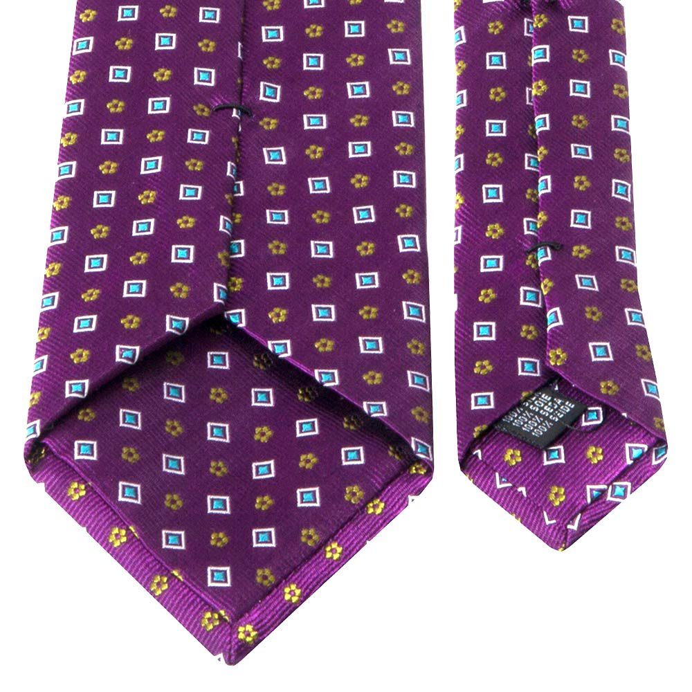 Breit BGENTS mit Quadraten Blüten Violet (8cm) Seiden-Jacquard Krawatte aus Italien und Krawatte Ultra