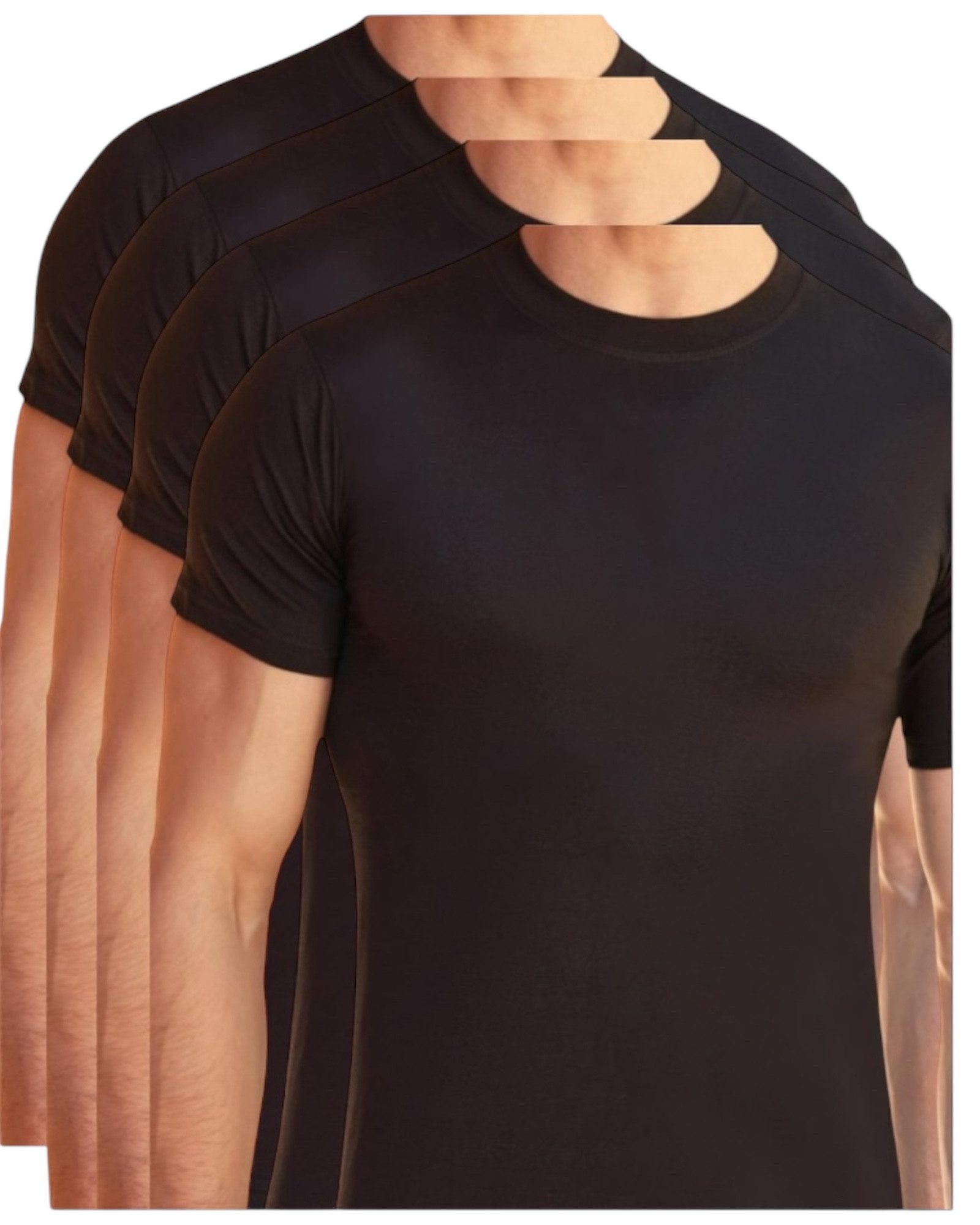Berrak Unterhemd Herren T-Shirt Rundhals Kurzarm Weiß 4er Pack Basic (1003) (Spar-Set, 4-St., 4er-Pack) Premium Qualität-aus 100% Baumwolle