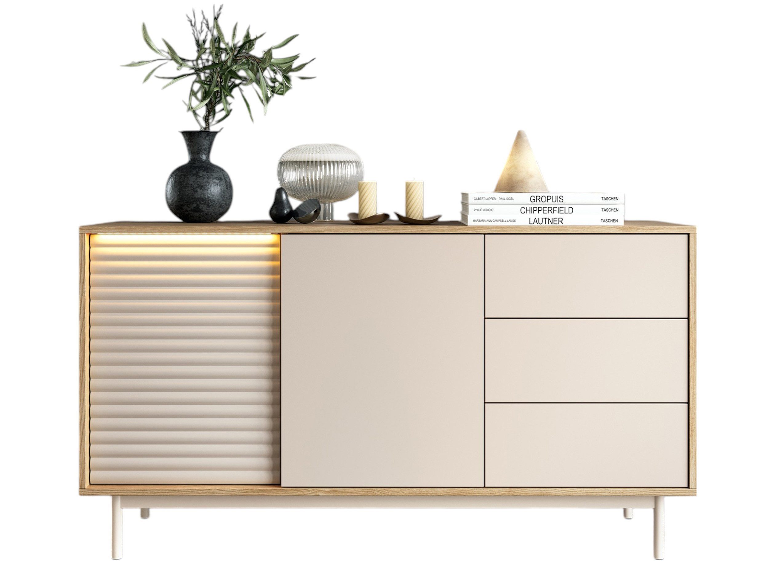 Compleo Kommode im skandinavischen Stil, Kommode mit 3 Schubladen LAMI