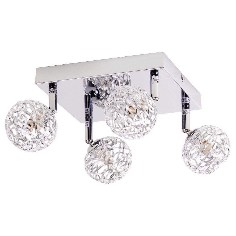 GLOBO LIGHTING LED Deckenleuchte, Leuchtmittel nicht inklusive, Deckenleuchte Kugeln chrom Wohnzimmerlampe Deckenlampe Geflecht