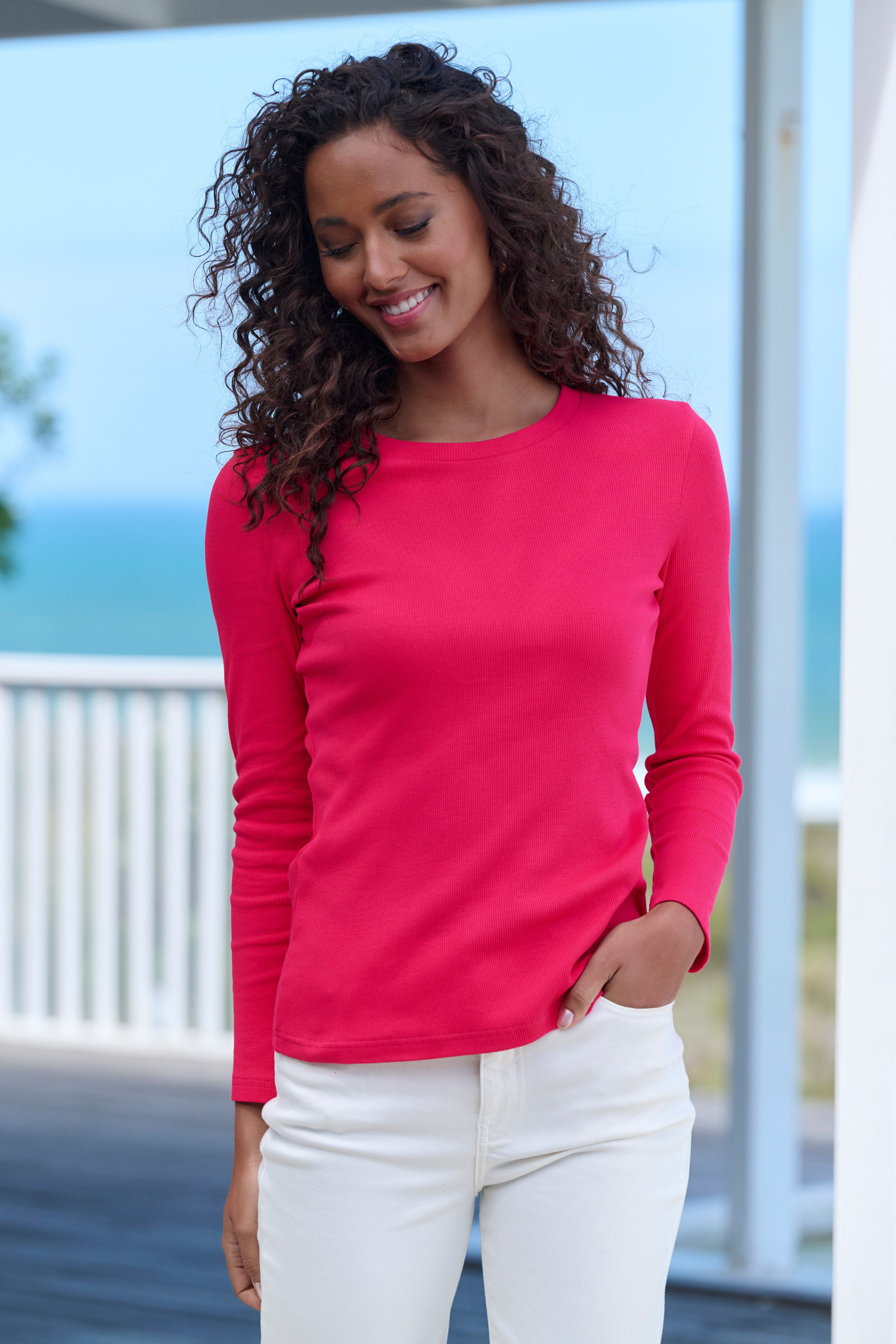 Vivance Langarmshirt "aus modischer Rippware", (2er-Pack), aus weichem Baum günstig online kaufen