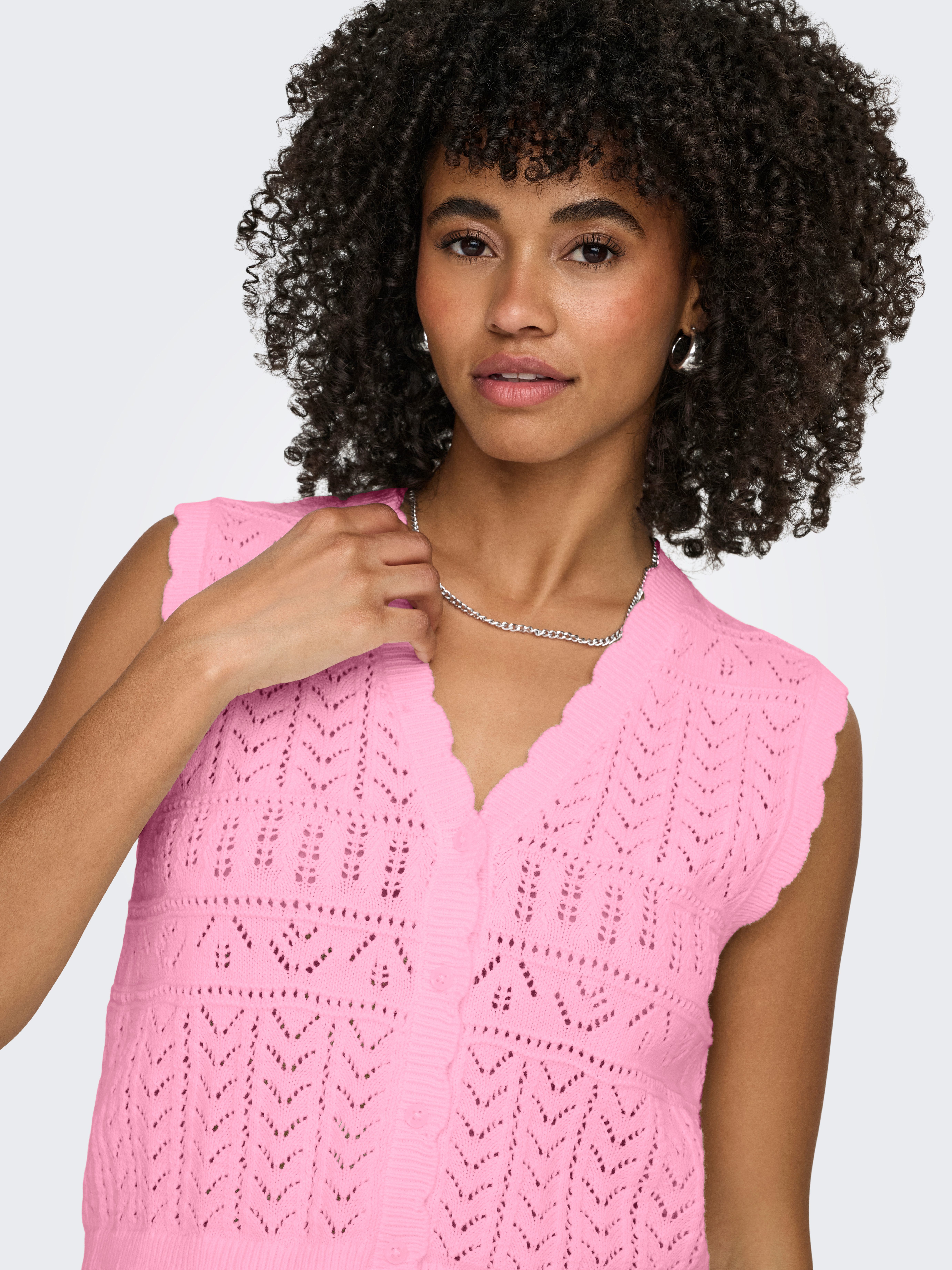 ONLY Strickjacke ONLIRINA V-NECK BUTTON VEST KNT NOOS Baumwollmischung