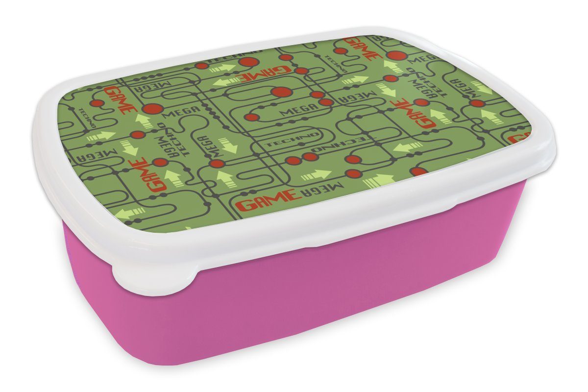 MuchoWow Lunchbox (2-tlg), Motherboard Kunststoff rosa Muster für - Kinder, Brotbox Mädchen, Erwachsene, - Zitate, Snackbox, Kunststoff, Brotdose