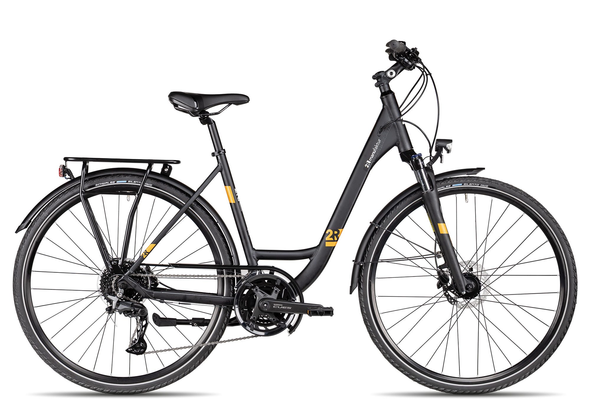 2R Manufaktur Trekkingrad TRS FOUR Wave, 20 Gang Shimano Cues RD-U6020-10 Schaltwerk, Kettenschaltung, hydraulische Scheibenbremse schwarz/grau
