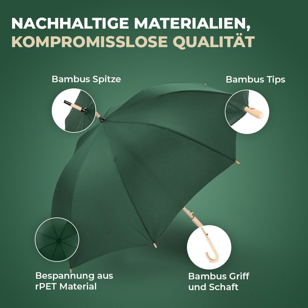 Langenberg Stockregenschirm LANGENBERG Stockschirm Sturmfest [Bambus], ☑ UNSERE EMPFEHLUNG
