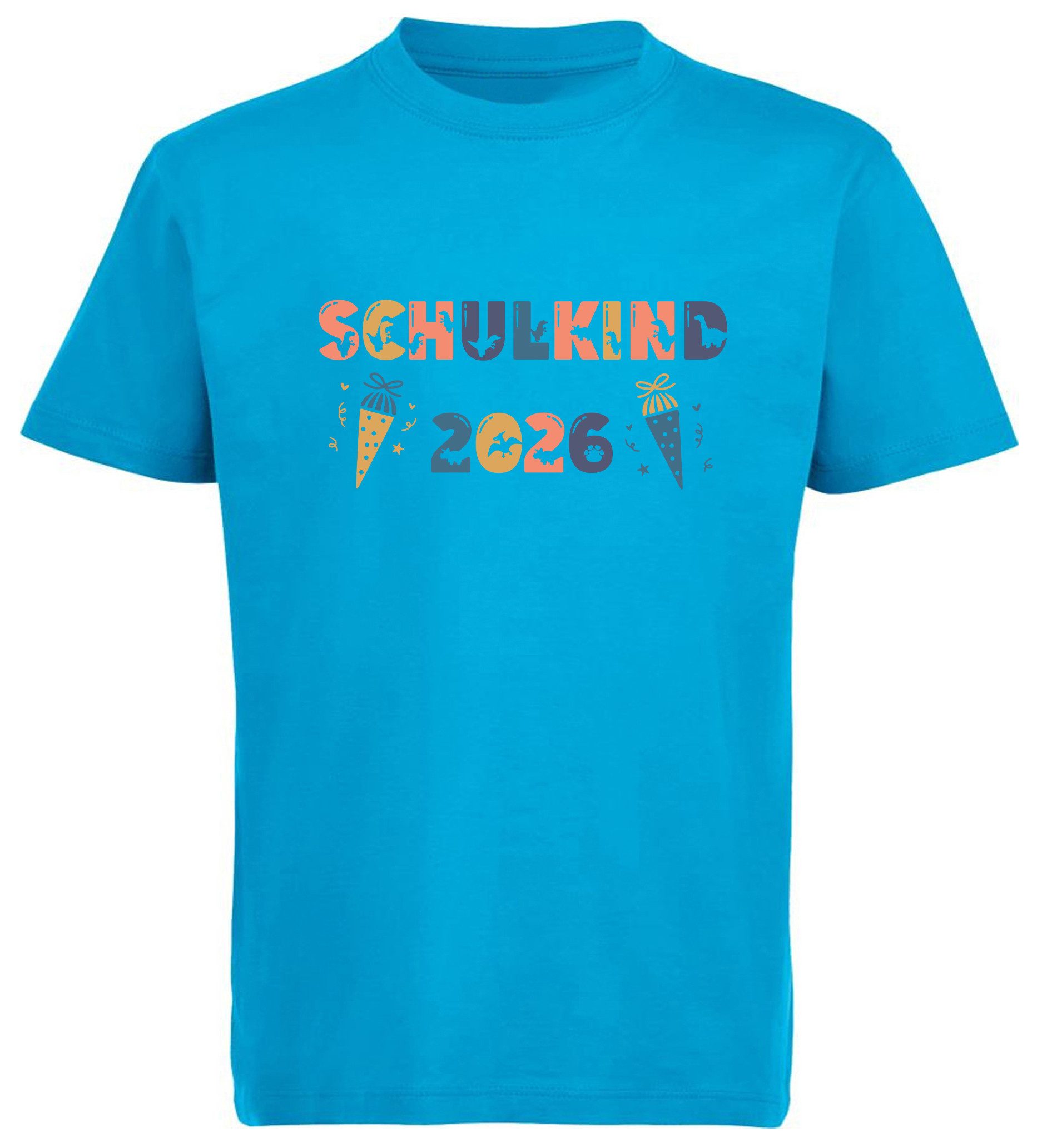 MyDesign24 T-Shirt Kinder Einschulungs T-Shirt Schulkind 2026 aqua blau kurzarm Regular Fit print Shirt i797