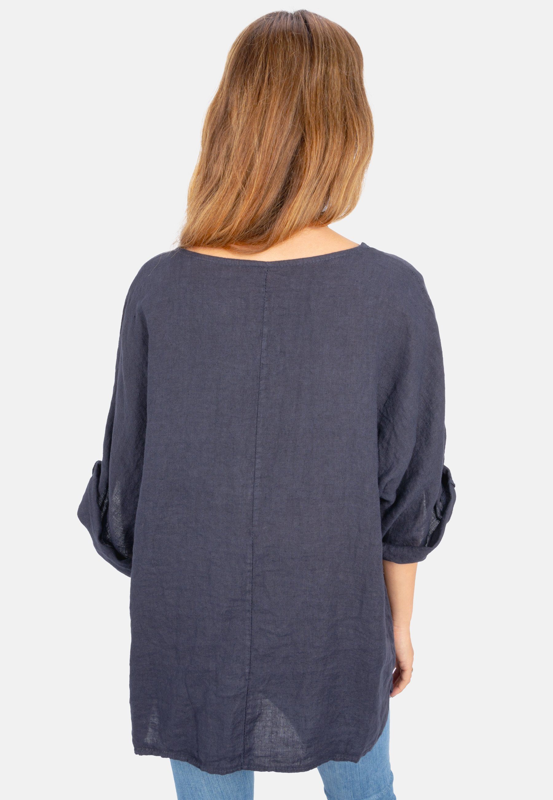 Seasons of April Kurzarmbluse LINA OVERSIZED Weit geschnittene Leinenbluse