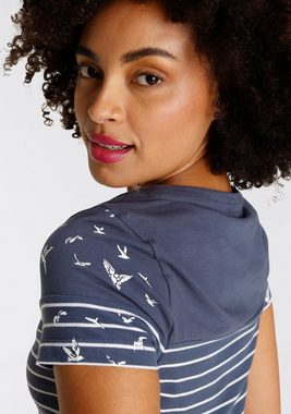 KangaROOS Jerseykleid mit Kontraststreifen und maritimen Minimalprint