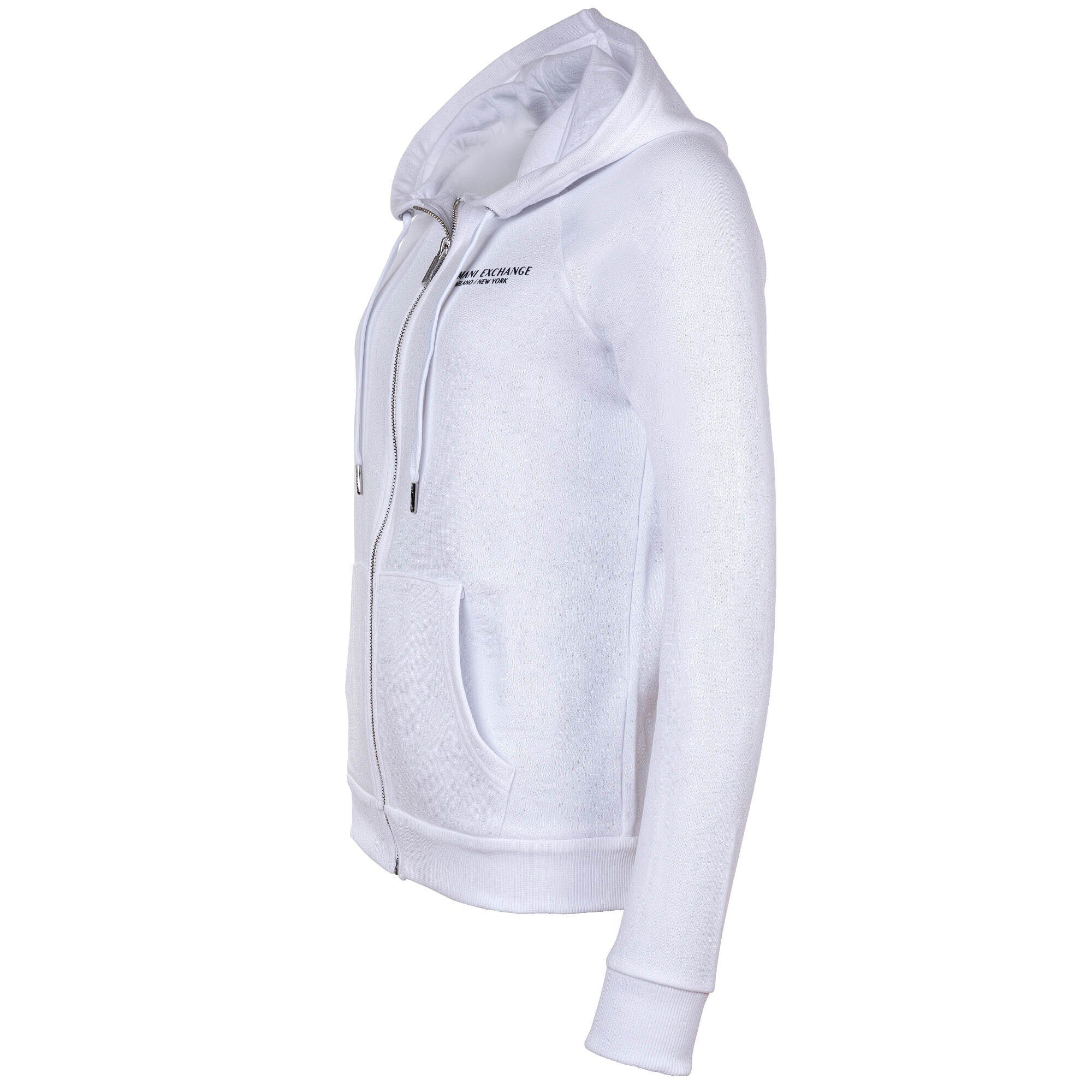 ARMANI EXCHANGE Reißverschluss, Sweater Damen Weiß Logo Sweatjacke - Kapuze