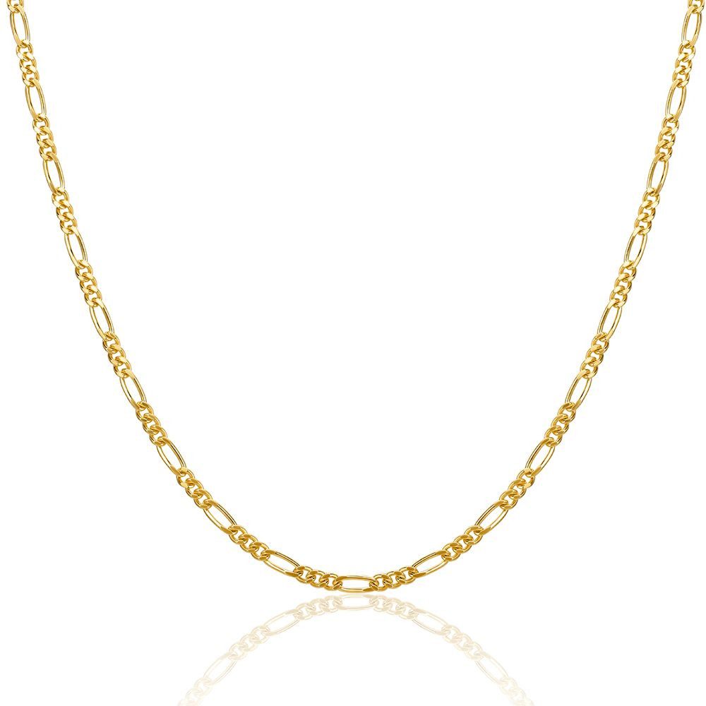 Miore Gliederkette SIL029C - 18 kt vergoldete Silberkette 46 cm - 925 Sterling Silber, Figaro Halskette mit 2,2mm Dicke